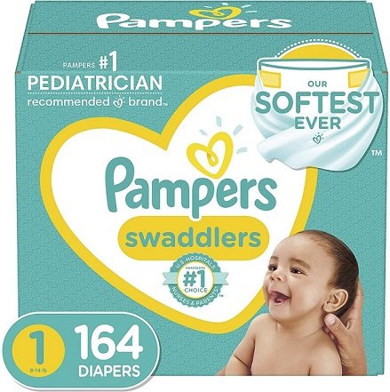 pampers swaddlers size 1 with 164 diapers in the box available at amazon